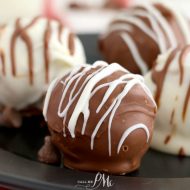 Chocolate Chip Cookie Dough Truffles are the perfect bite of velvety, creamy, edible chocolate chip cookie dough!