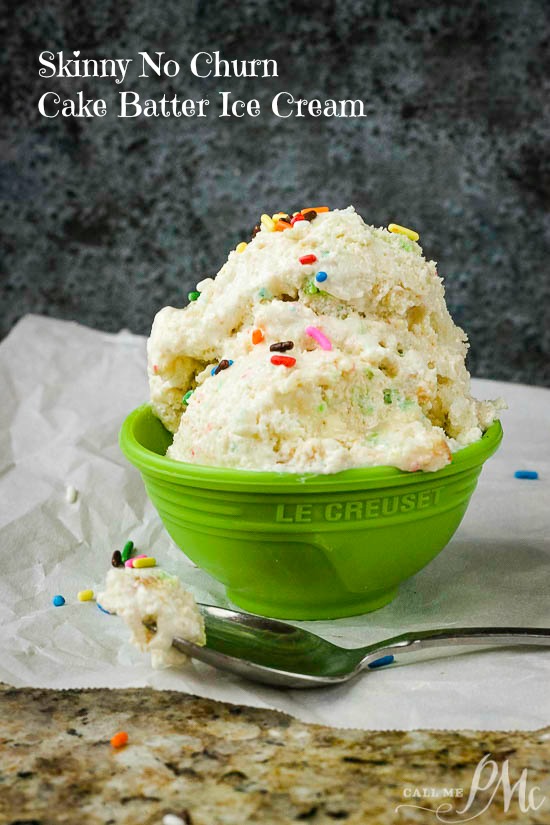 Skinny Ice Cream in a cup #icecream #recipe It comes together in minutes with only four, yes four, ingredients! Try myย Skinny Cake Batter No Churn Ice Cream now!