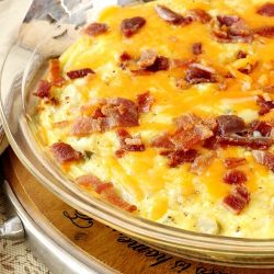 Baked Potato Bacon Egg Breakfast Skillet is hearty, easy to make, and delicious. #breakfast #casserole #easy #recipe