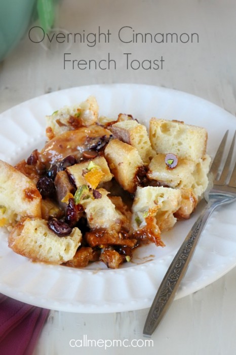Overnight cinnamon french toast with dried fruit and nuts
