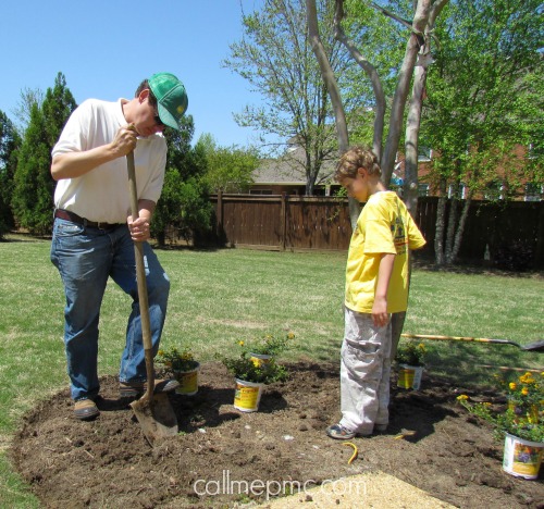 working on lawn