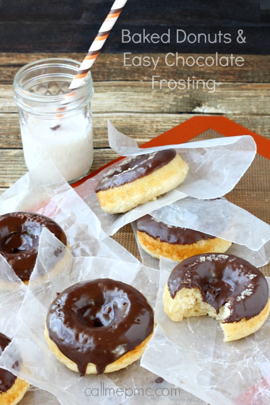Baked Vanilla Donuts with Chocolate Frosting  