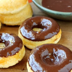 Baked Vanilla Donuts with Chocolate Frosting