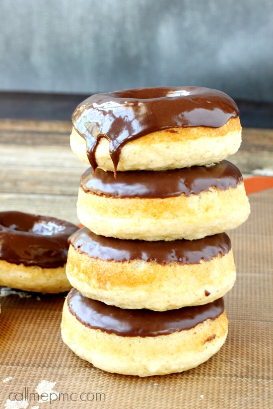 Baked Vanilla Donuts with Chocolate Frosting 