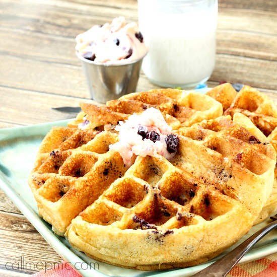 Blueberry Cornmeal Waffles with Blueberry Butter 