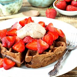 Double Chocolate Chip Waffles with Chocolate Cream