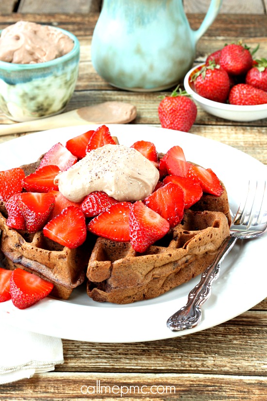 Double Chocolate Chip Waffles with Chocolate Cream