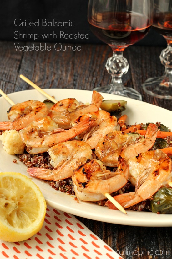 Grilled Balsamic Shrimp with Roasted Vegetable Quinoa