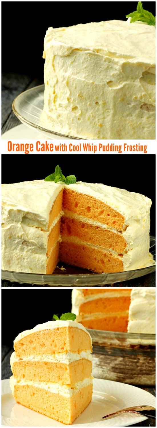 Orange Cream Cake | Cool Whip Pudding Frosting Orange Cake with Cool Whip Pudding Frosting