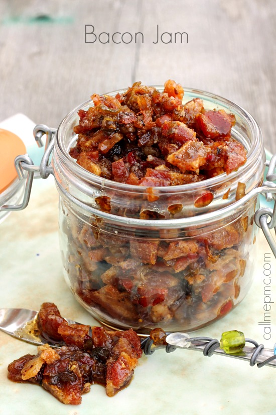 pieces of smoked pork in a mason jar.