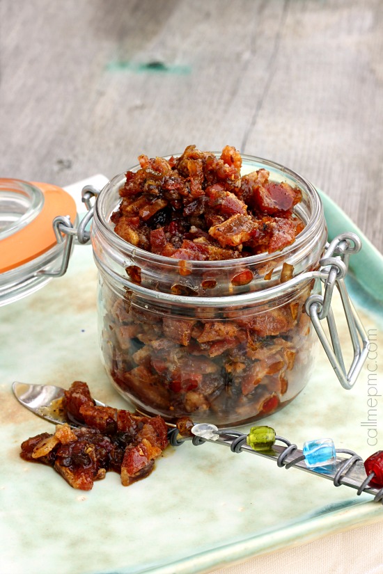 Bacon jam in a small mason jar.