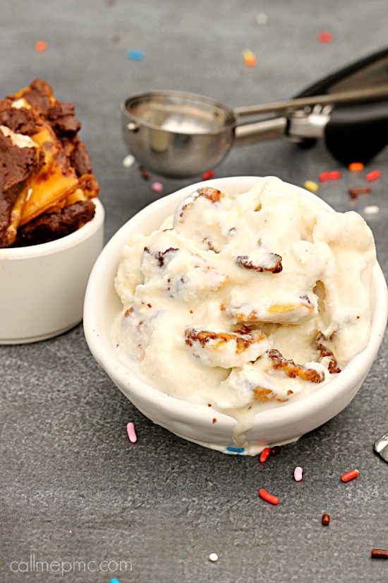 Rich and creamy vanilla ice cream full of buttery, salted caramel Crack Candy. This Caramel Crack Candy Ice Cream will knock your socks off! #crackcandy #icecream #recipe Caramel Crack Candy Ice Cream