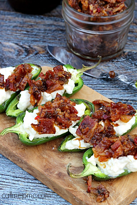 Grilled Stuffed Jalapeno peppers with brown sugar bacon