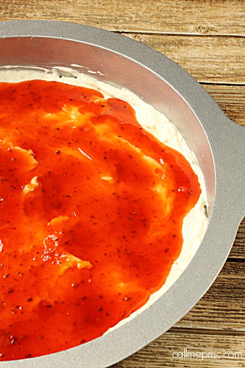 Layered Sweet & Sour Asian Dip with Wonton Dippers Red sauce in a dish.