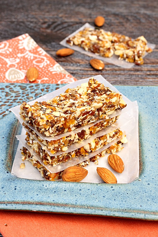 homemade energy bars with almonds.