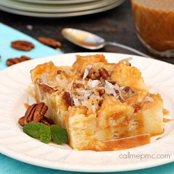 Caramel Coconut Caramel Cream Bread Pudding