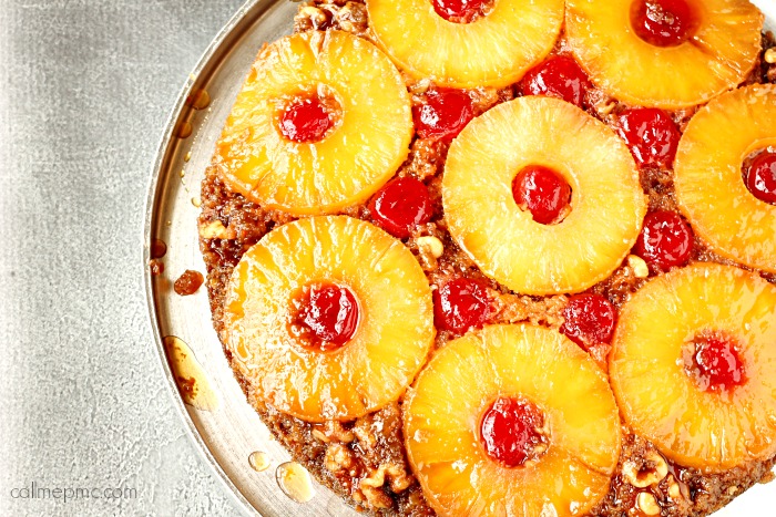 Pineapple Upside Down Carrot Cake Whole dessert on platter
