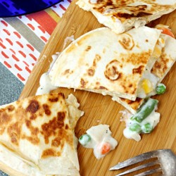 quesadilla with chicken pot pie filling.