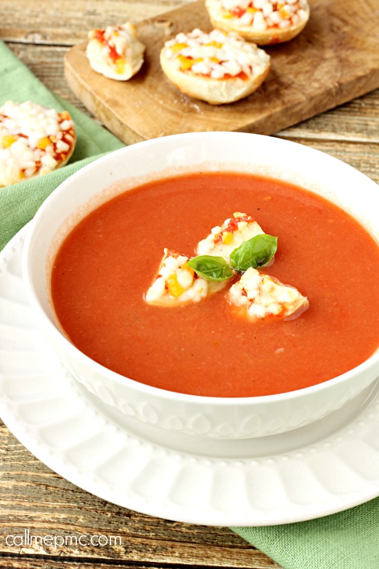 Classic Tomato Soup with Bagel Bites Croutons
