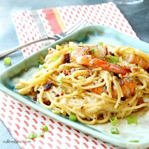 Spaghetti Carbonara with Shrimp