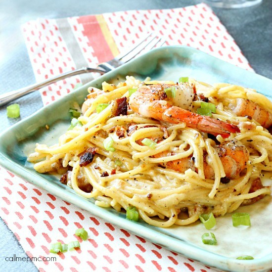 Spaghetti Carbonara with Shrimp
