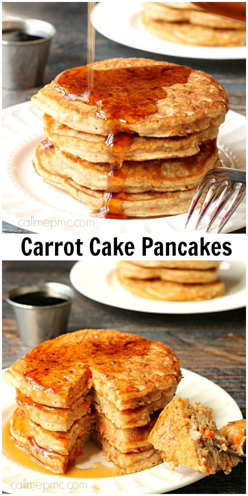 Stack of pancakes made with carrots. 