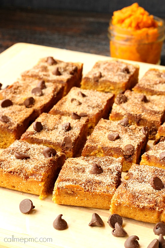 Chocolate Chip Pumpkin Snickerdoodle Blondies