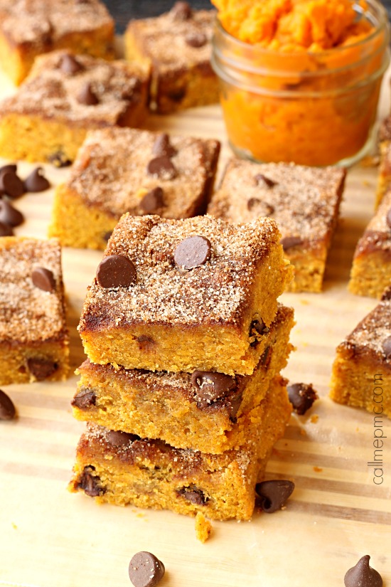 Chocolate Chip Pumpkin Snickerdoodle Blondies