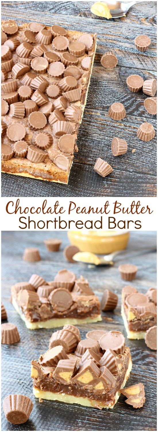 Chocolate Peanut Butter Shortbread Bars 