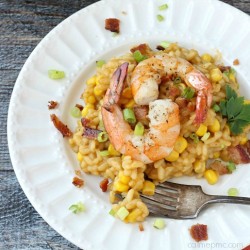 Sweet Corn Bacon Shrimp Risotto