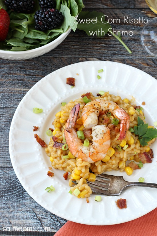 Sweet Corn Bacon Shrimp Risotto. Alternatives to Turkey for Thanksgiving
