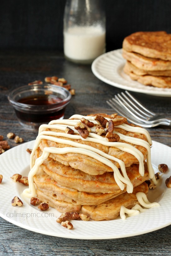 Whole Wheat Banana Pancakes with Cream Cheese Glaze my favorite pancakes are packed with bananas and topped with a tangy sweet glaze. Whole Wheat Banana Pancakes