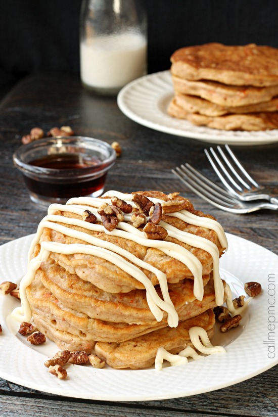 Whole Wheat Banana Pancakes with Cream Cheese Glaze my favorite pancakes are packed with bananas and topped with a tangy sweet glaze. Whole Wheat Banana Pancakes