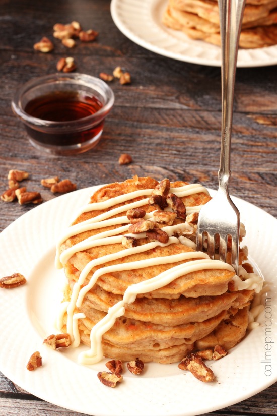 Whole Wheat Banana Pancakes with Cream Cheese Glaze my favorite pancakes are packed with bananas and topped with a tangy sweet glaze. Whole Wheat Banana Pancakes