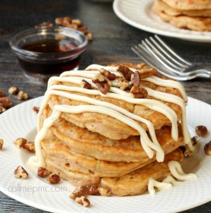 Whole Wheat Banana Pancakes with Cream Cheese Glaze