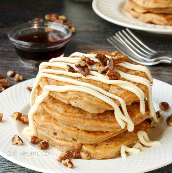 Whole Wheat Banana Pancakes with Cream Cheese Glaze my favorite pancakes are packed with bananas and topped with a tangy sweet glaze. Whole Wheat Banana Pancakes