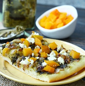 Caramelized Onion Butternut Squash Pesto Pizza  