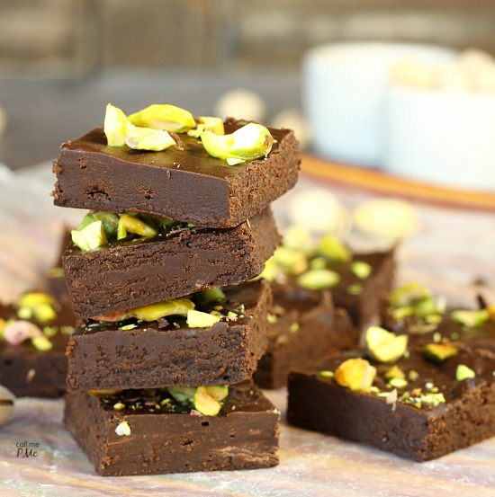 Five Minute Dark Chocolate Fudge with Pistachios