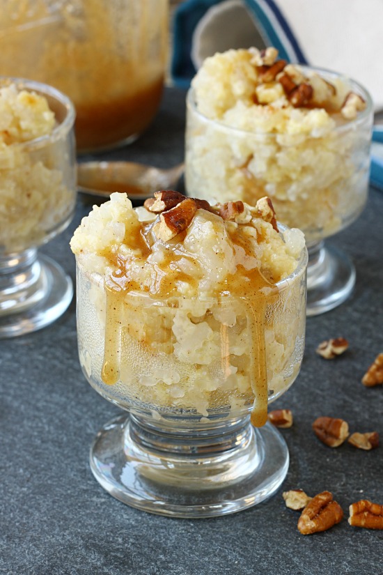 Old Fashioned Rice Pudding with Salted Caramel and Toasted Pecans via callmepmc.com 