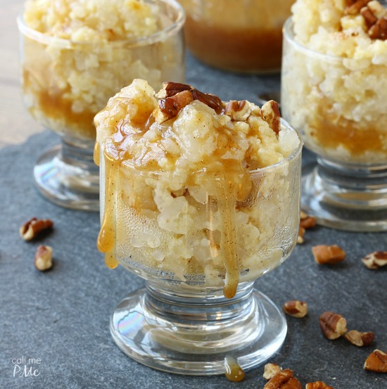 Old Fashioned Rice Pudding Recipe with Salted Caramel and Toasted Pecans