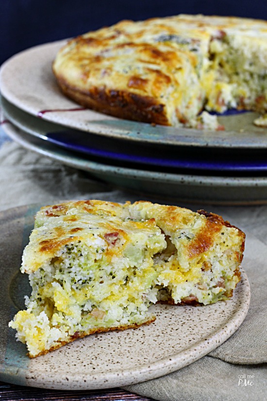 slice of broccoli cornbread on a plate.