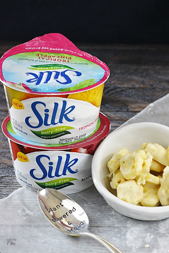 Start your healthy snack with fun Frozen Cereal Snack. Cereal is coated in Silk Dairy-Free Yogurt Alternative and frozen for a crunchy and cool treat. #SpoonfulOfSilk @LoveMySilk