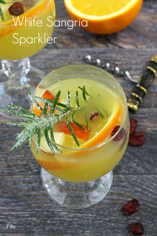 White Sangria Sparkler Mirassou chardonnay kicks up this white wine sangria |content for 21+ #MirassouHoliday AD White Sangria Sparkler