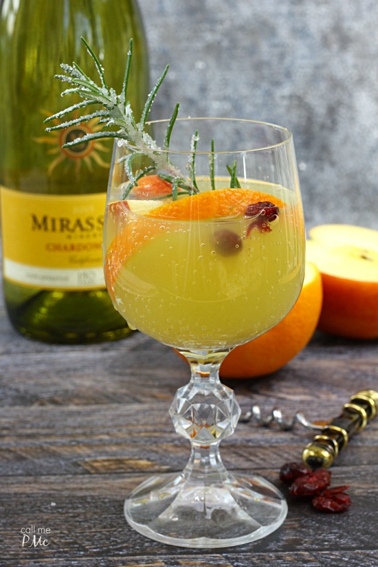 White Sangria Sparkler. Mirassou chardonnay kicks up this white wine sangria |content for 21+ #MirassouHoliday AD White Sangria Sparkler