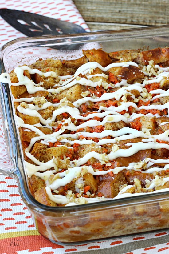 Cream Cheese Glazed Carrot Cake Bread Pudding