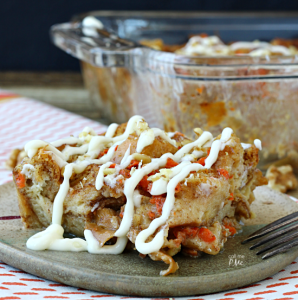 Cream Cheese Glazed Carrot Cake Bread Pudding