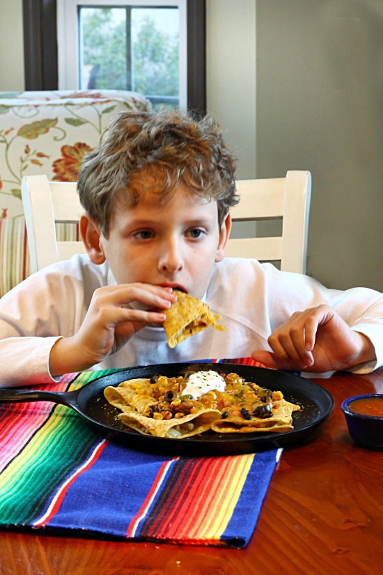 Mini Taco Nachos little boy eating