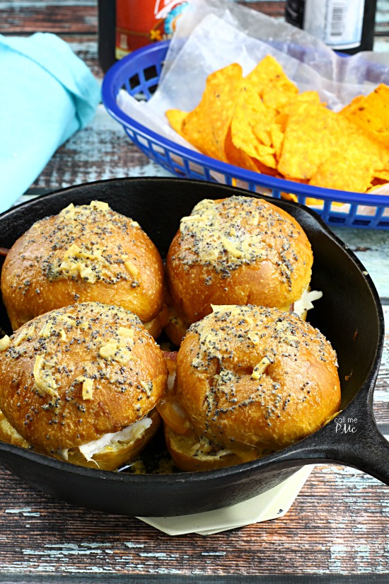 Sliders, turkey. sandwiches. A slightly didn't take on the popular sandwich sliders, my Poppy Seeds Turkey Sliders are buttery, cheesy, savory bites of delicious goodness! My advice? Make them immediately!