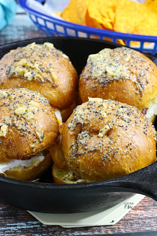 Sliders, turkey. sandwiches. A slightly didn't take on the popular sandwich sliders, my Poppy Seeds Turkey Sliders are buttery, cheesy, savory bites of delicious goodness! My advice? Make them immediately! Poppy Seeds Turkey Sliders