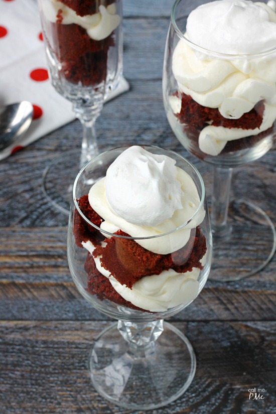 Red Velvet Parfaits Recipe turns the classic favorite into a show-stopping presentation for entertaining. #recipe #redvelvet #dessert Red Velvet Parfaits